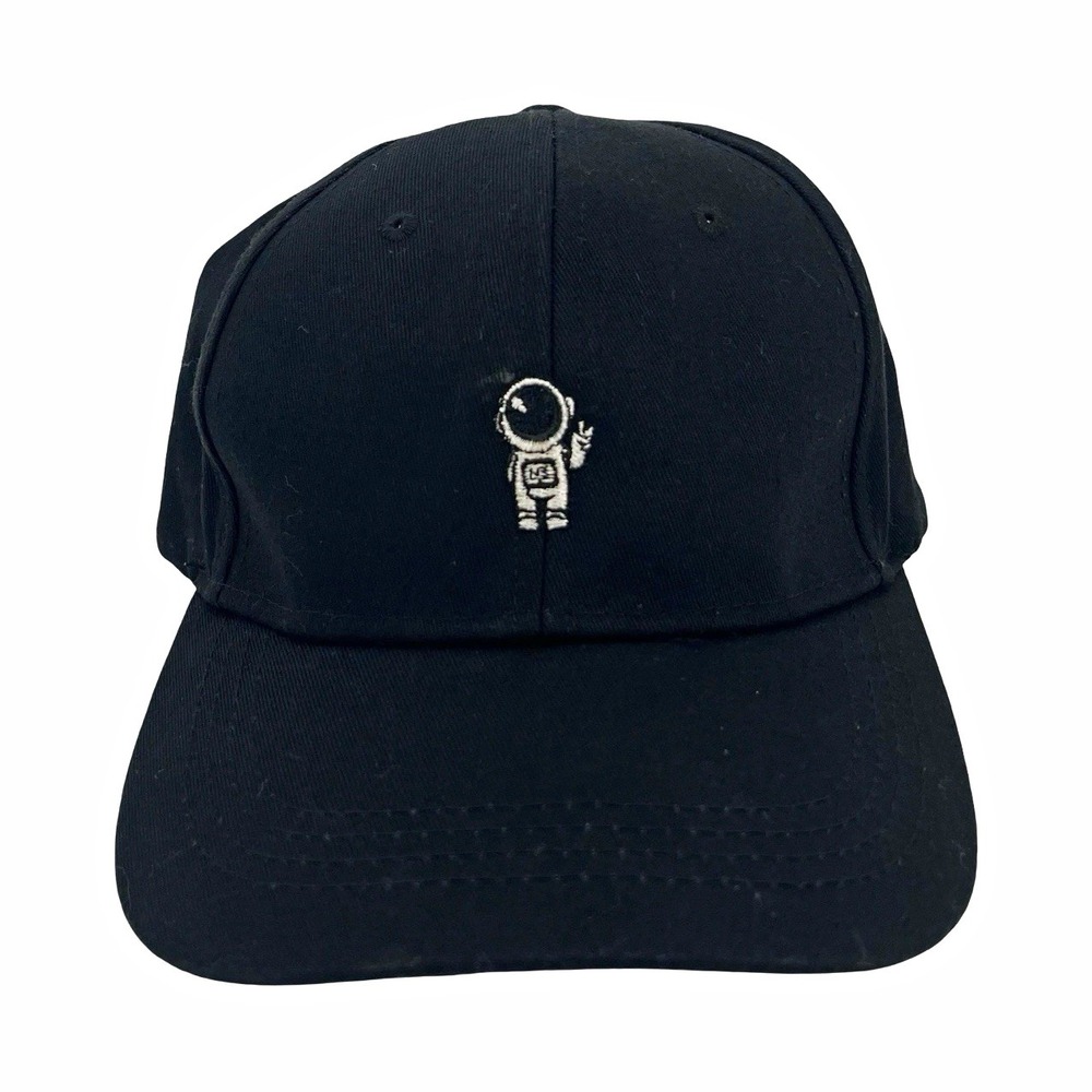 Astronaut Embroidered Hat Black Dad Cap Space NASA Style Adjustable Strapback